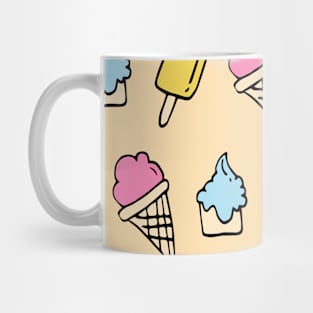 Cute Ice Cream and Popsicle Pattern in Yellow Mug